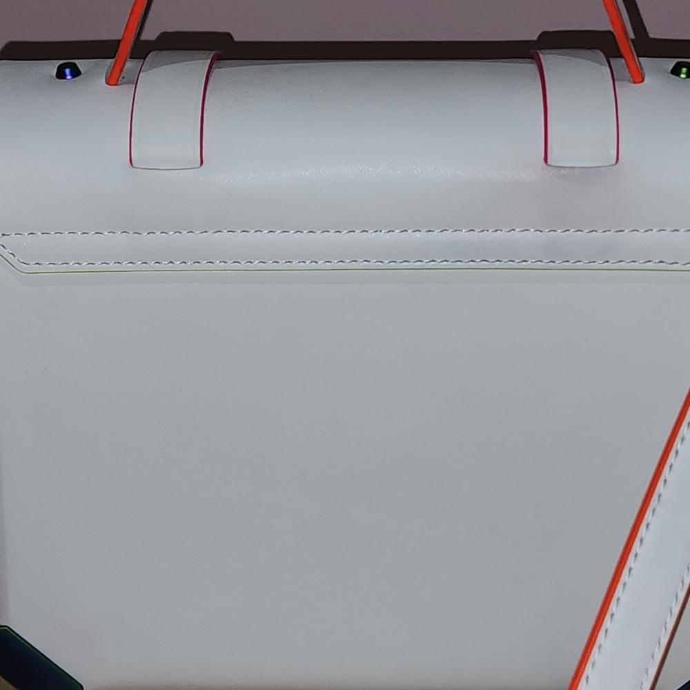 Michael Kors Manhattan Medium Contrast Trim Leather Satchel Optic White - Picture 6 of 16